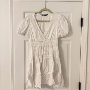 Zara White Smocked Mini Sundress